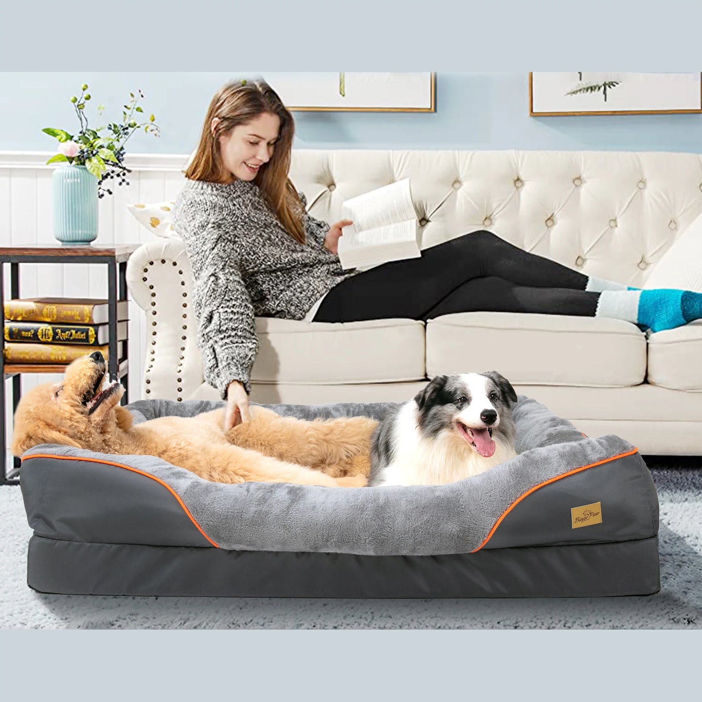BINGOPAW Dog Bed Anti Allergy Fleece With Removable Washable Cover