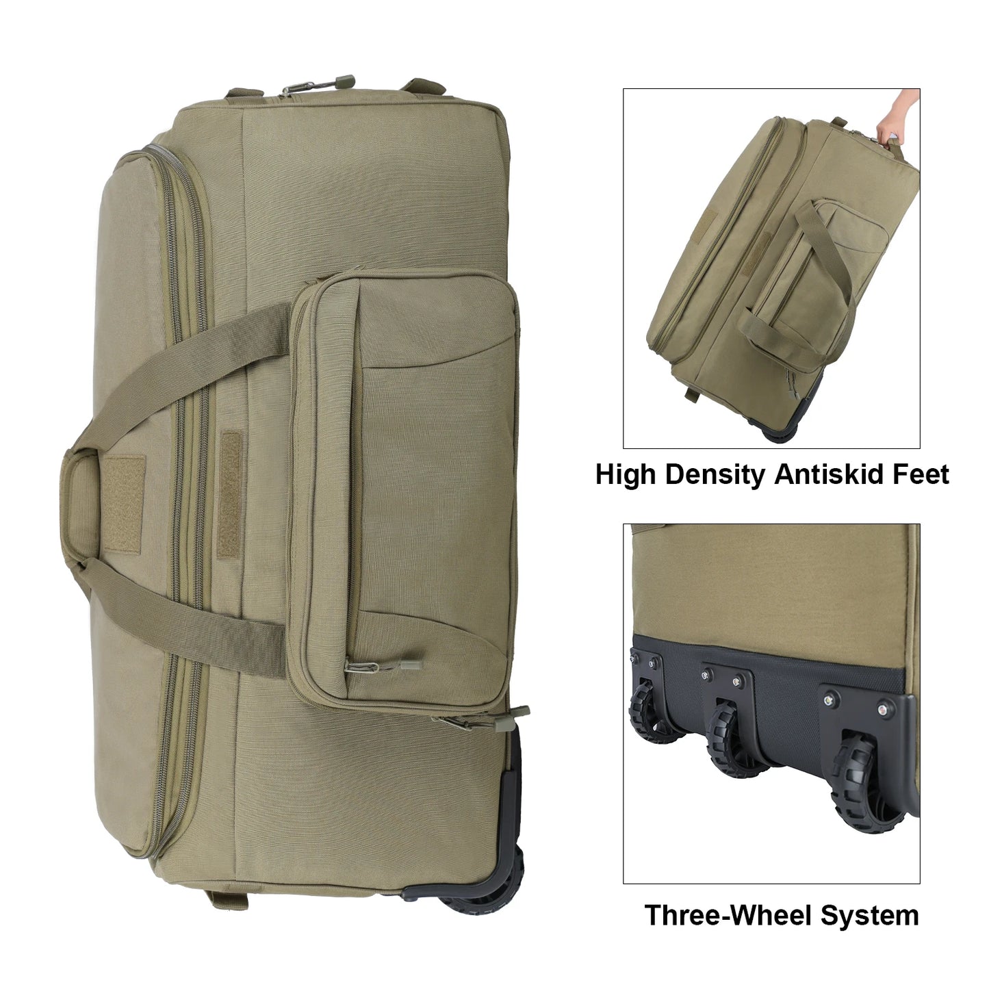 LQARMY 124L Outdoor Trolley Travel Bag Waterproof Nylon