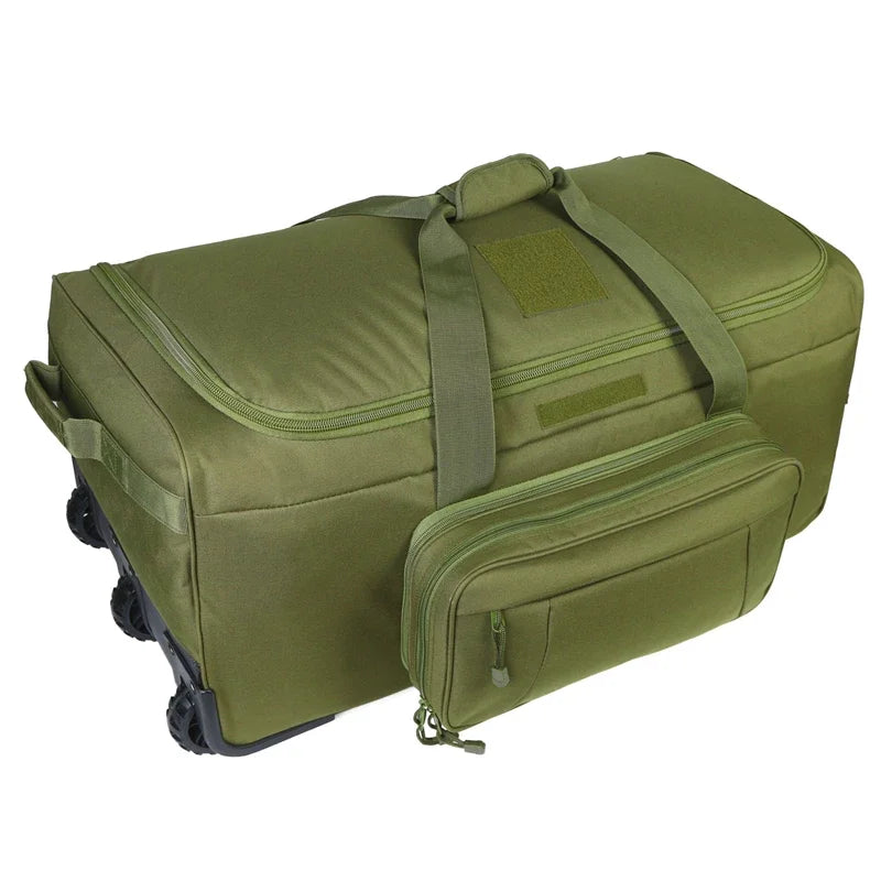 LQARMY 124L Outdoor Trolley Travel Bag Waterproof Nylon