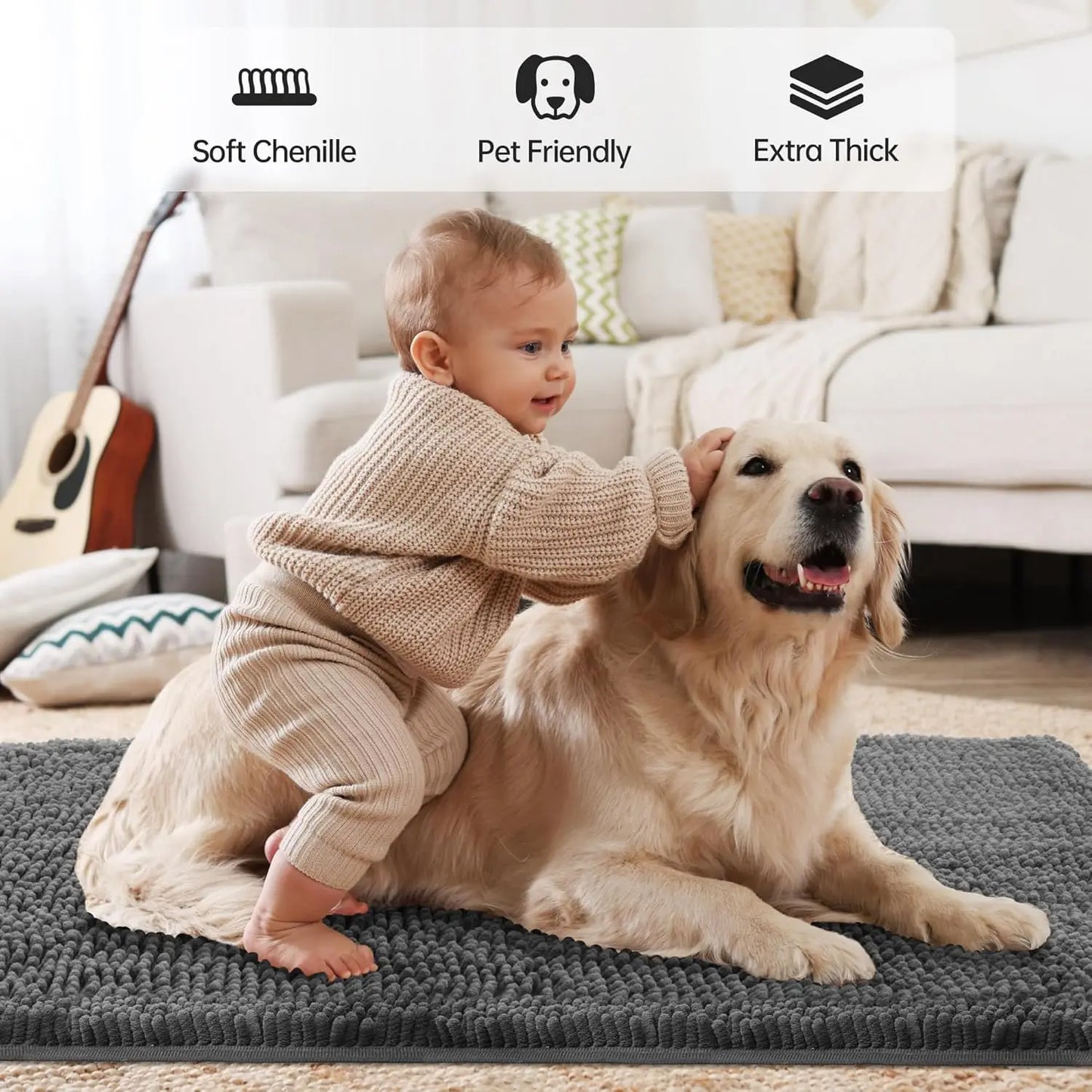 Super Absorbent Dog Door Mat Quick Dry Indoor Outdoor Rug