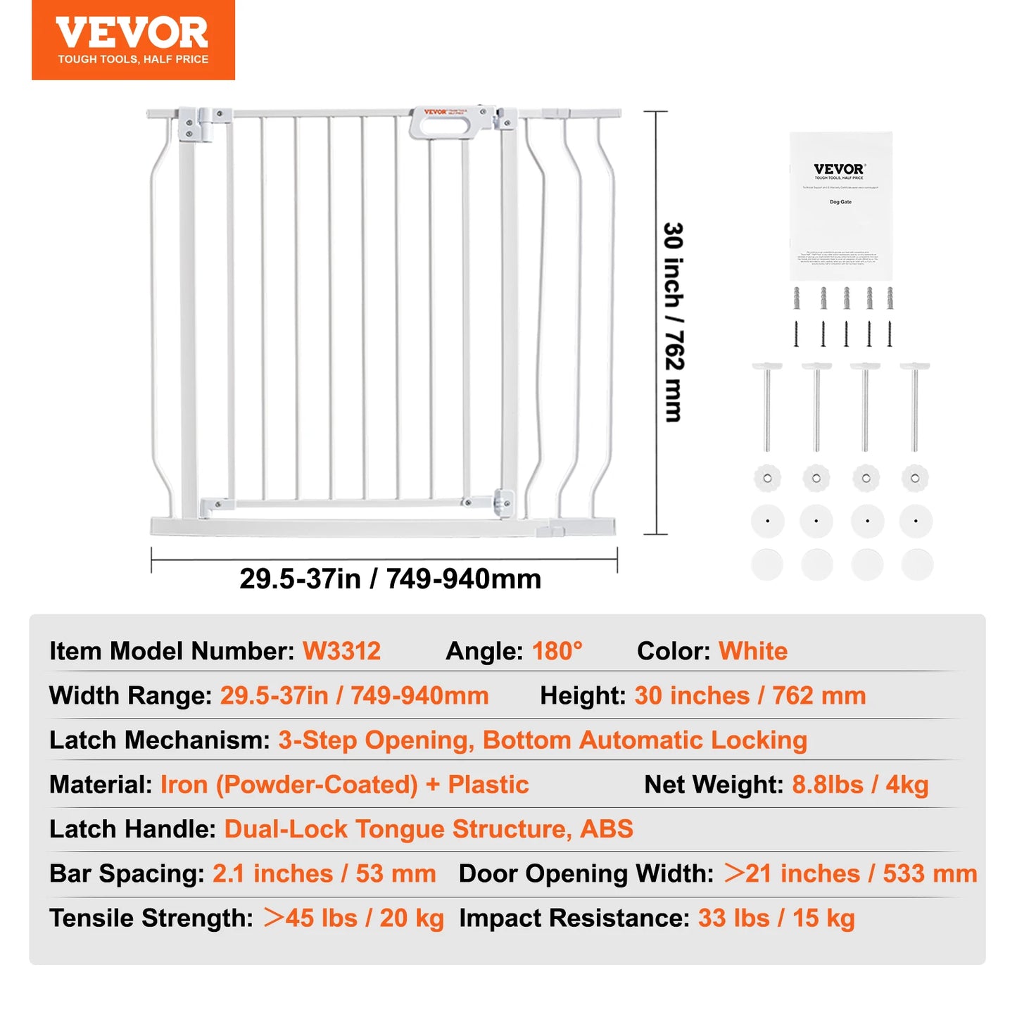 SucceBuy Baby Gate Pressure Mount Walk Through For Dogs