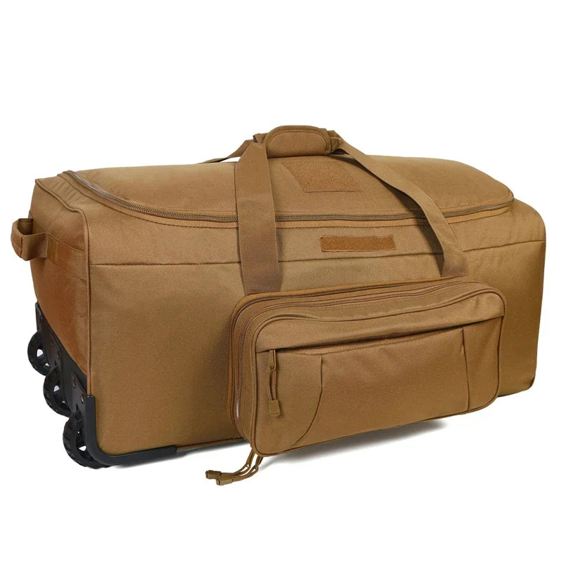 LQARMY 124L Outdoor Trolley Travel Bag Waterproof Nylon