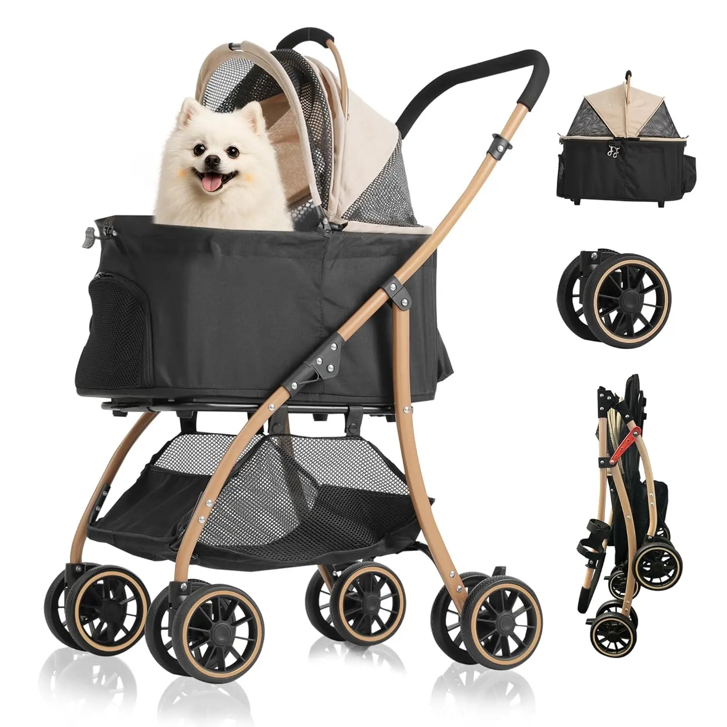 Lightweight Foldable Pet Stroller For Small Dogs And Cats