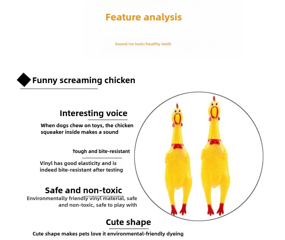 DKSTINYE Squeaky Screaming Chicken Dog Toy Squeaker Rubber Chew