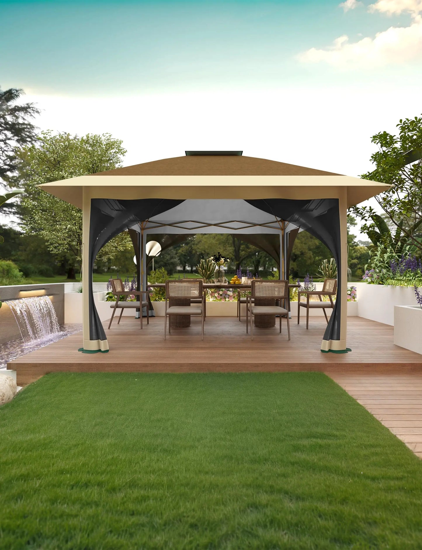 HiMISSCN Outdoor Gazebo Double Roof Patio Instant Shelter