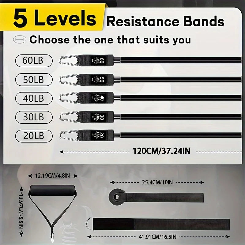 Resistance Bands Set With Door Anchor Carry Bag Ankle Straps