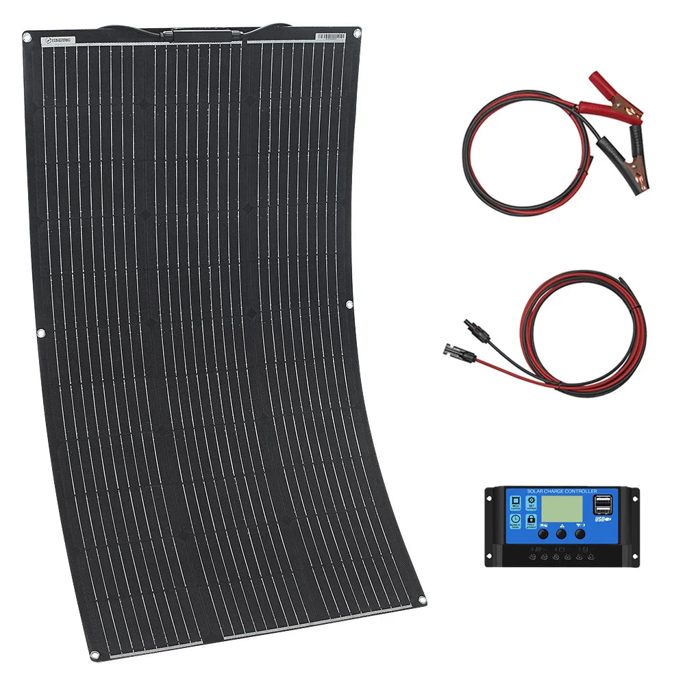Dgsunlight Flexible Solar Panel Kit 100W 12V 24V Battery Charger