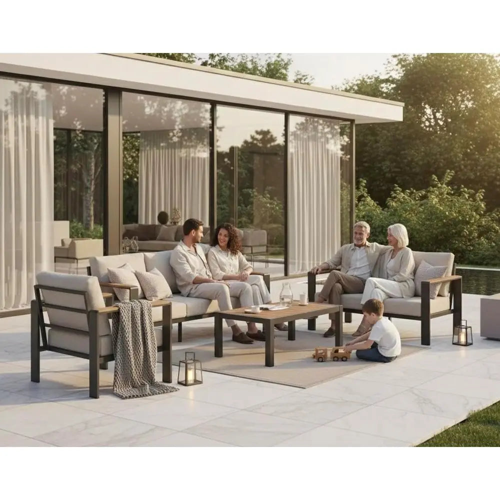 Outdoor Patio Furniture Set With Cushions For Balcony And Deck