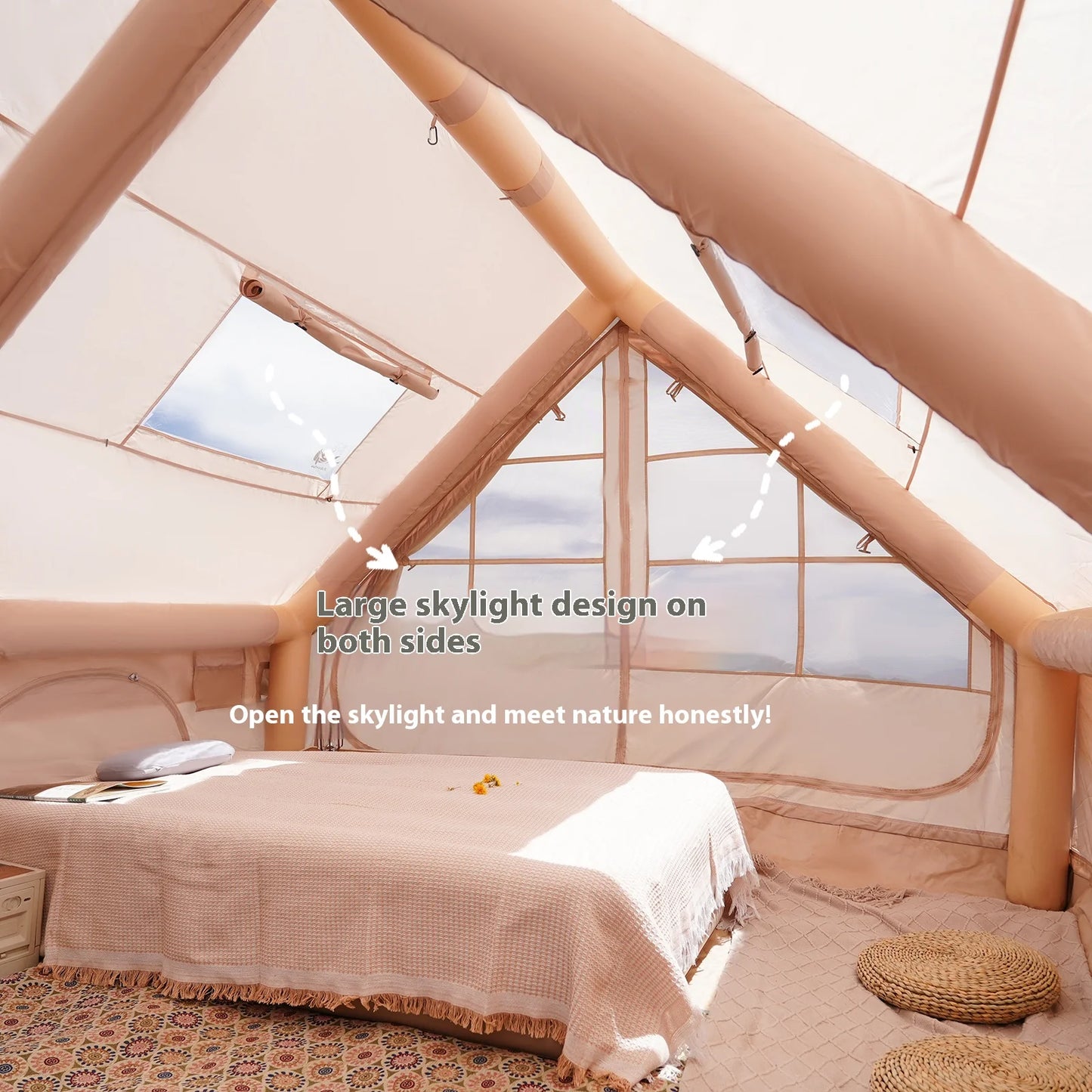 Pakicetus Inflatable Camping Tents With Stove Plug For Luxury Family Camping