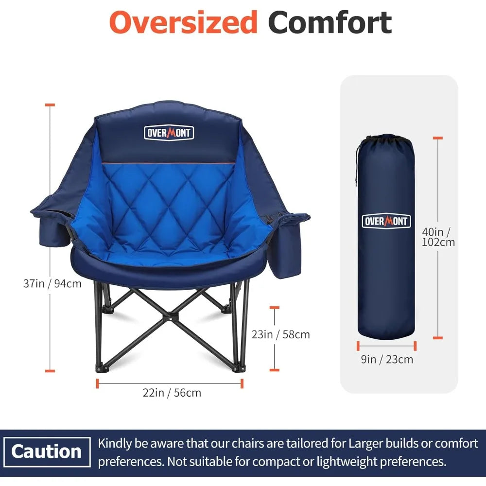 Heavy-Duty Padded Folding Camping Chair With Cup Holder And Pocket