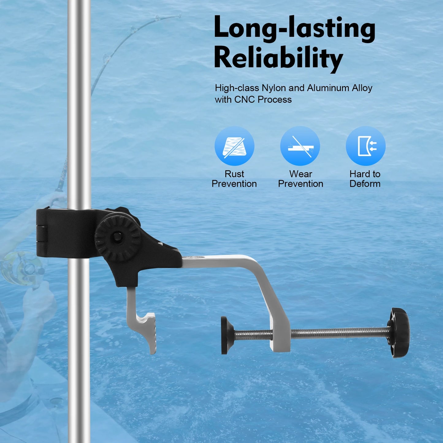 Universal 360 Degree Rotating Transducer Pole Mount For Boat Kayak