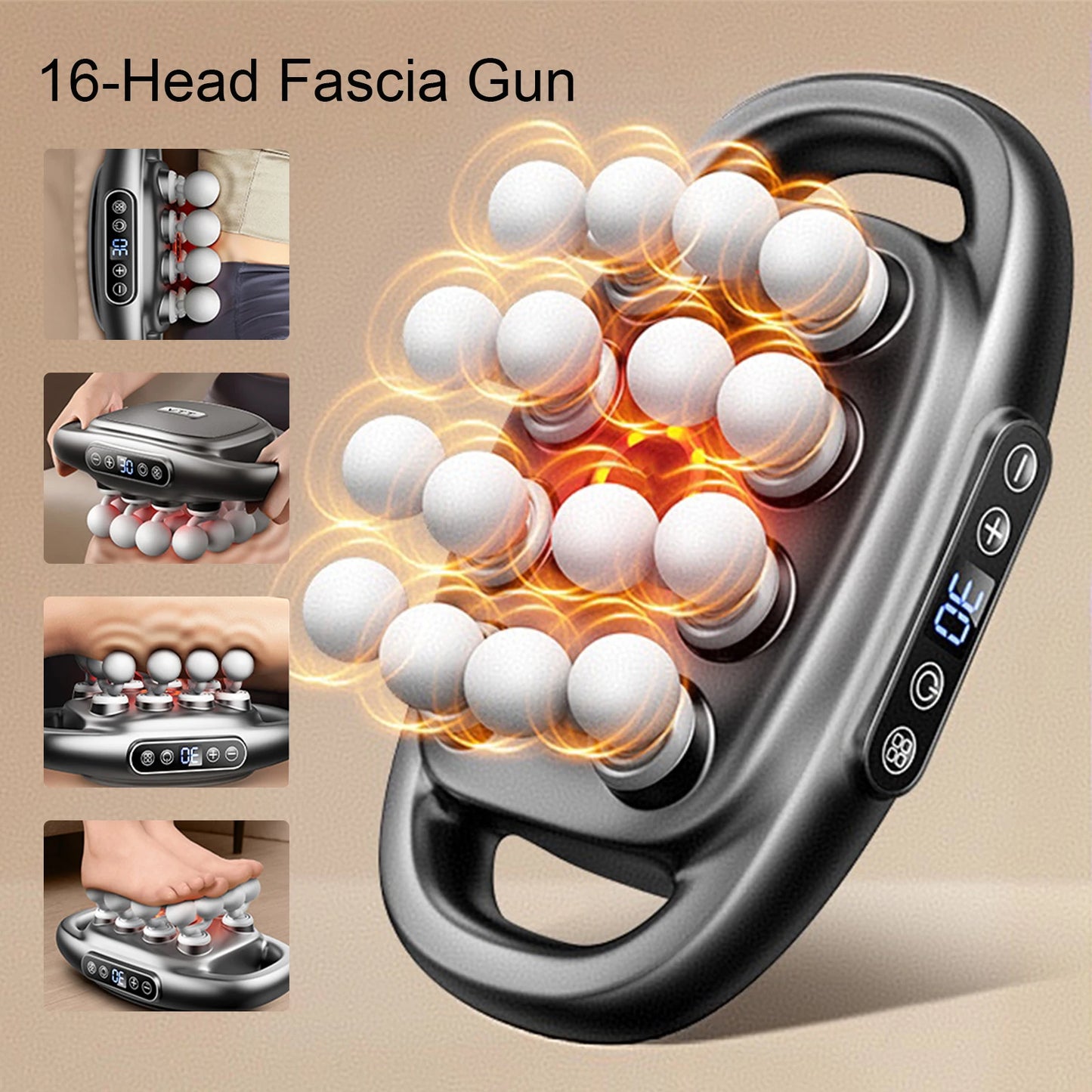 Foreverlily 16 Head Fascia Massage Gun 9 Modes Body