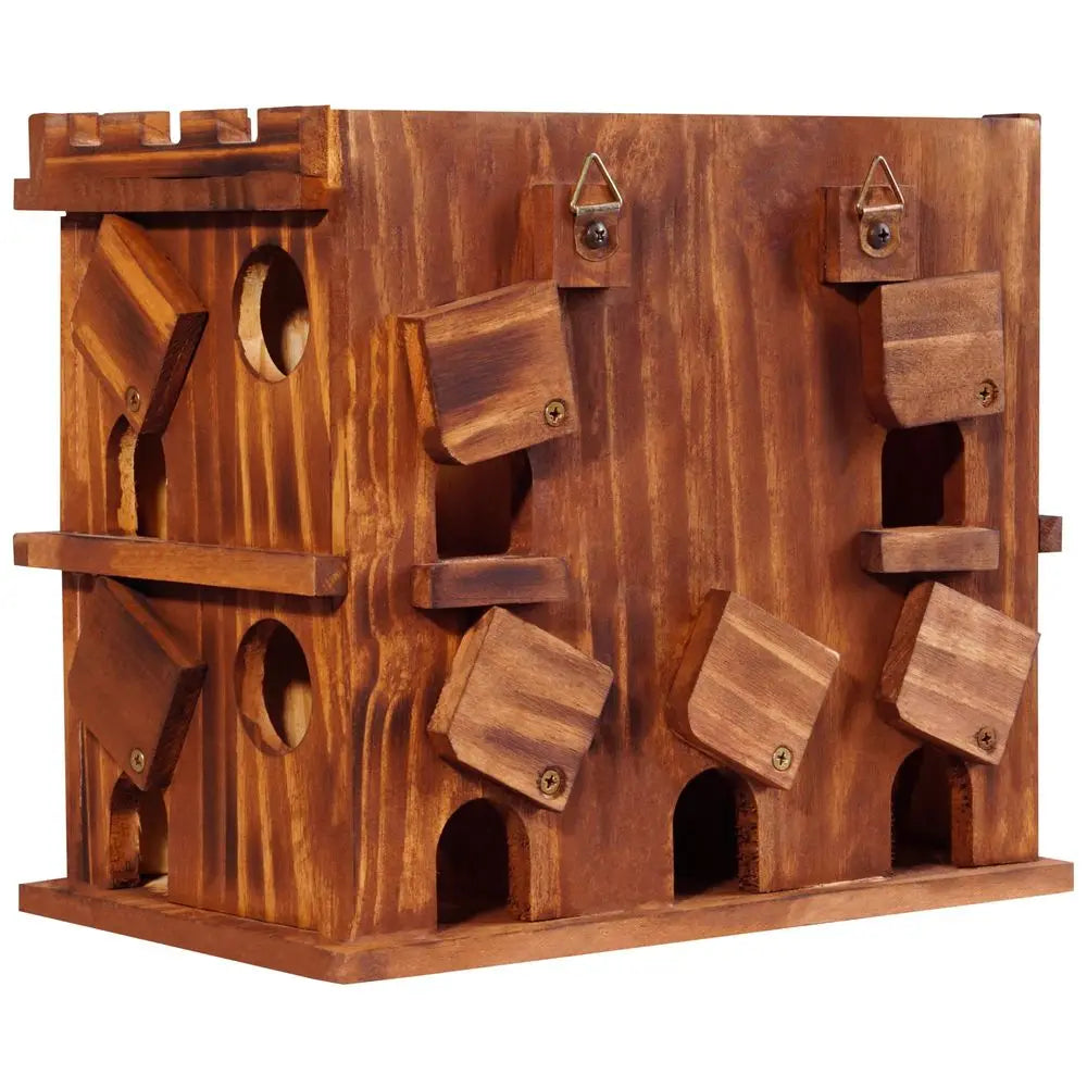 XMSJ Wooden Bird House Outdoor 9 Room Rustic Pine Durable
