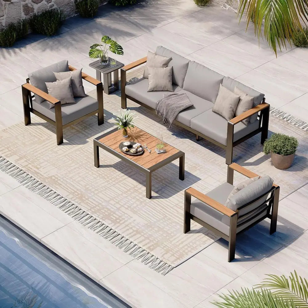 Outdoor Patio Furniture Set With Cushions For Balcony And Deck