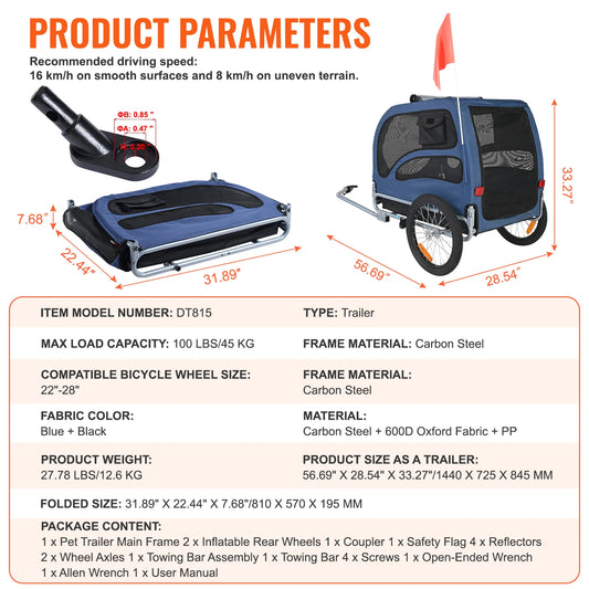 Dog Bicycle Trailer Carrier With Reflectors Flag And Coupler