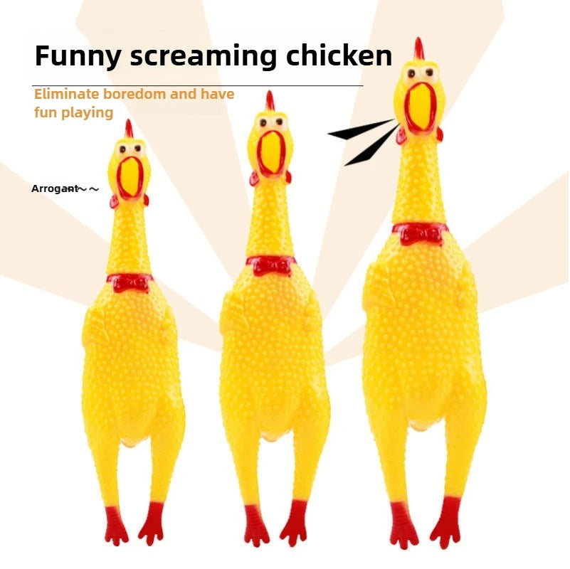 DKSTINYE Squeaky Screaming Chicken Dog Toy Squeaker Rubber Chew