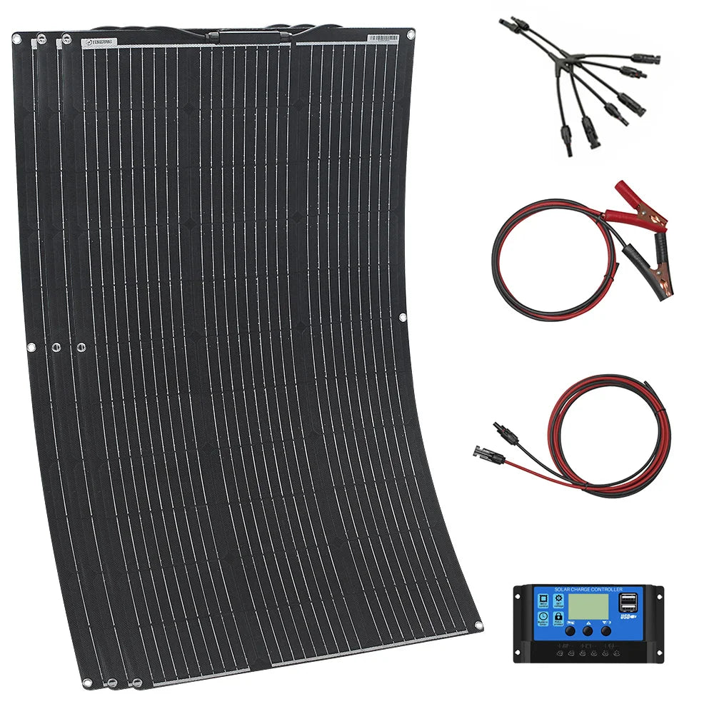 Dgsunlight Flexible Solar Panel Kit 100W 12V 24V Battery Charger