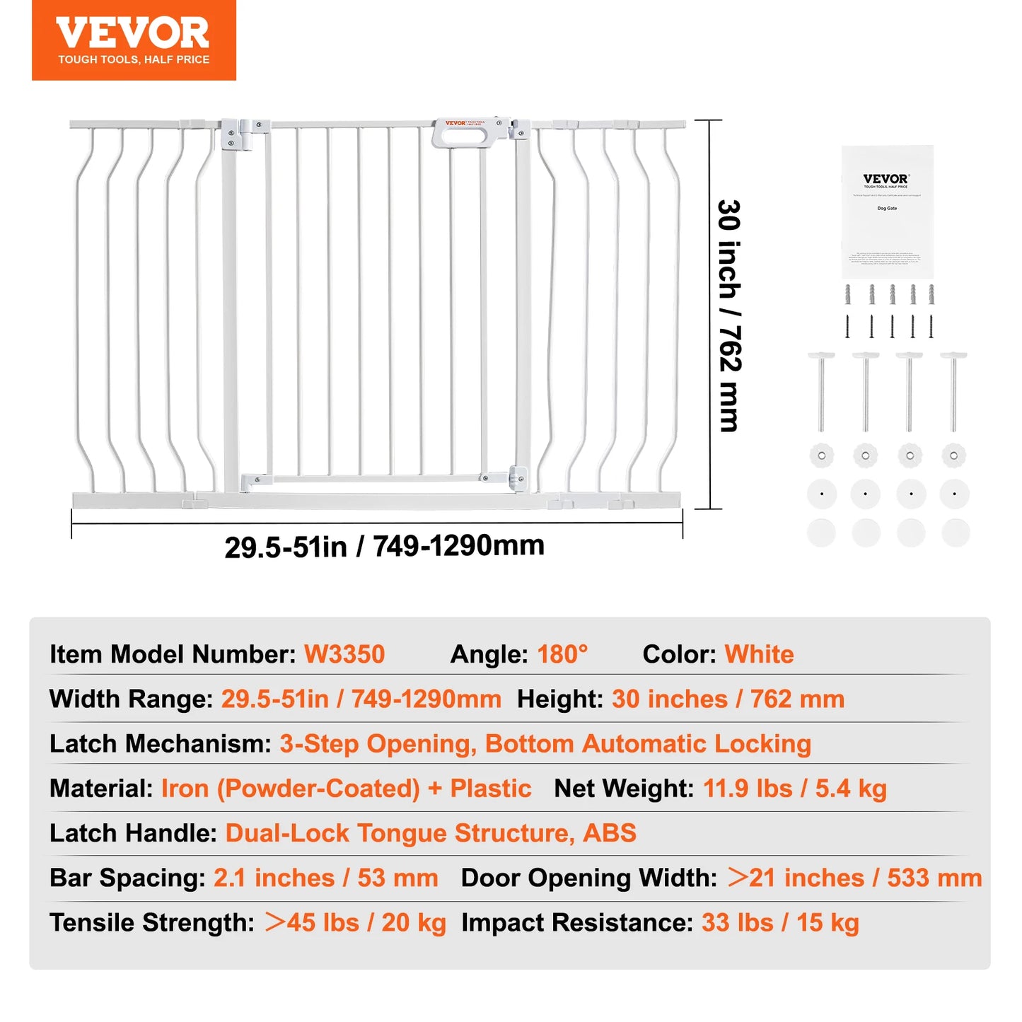 SucceBuy Baby Gate Pressure Mount Walk Through For Dogs