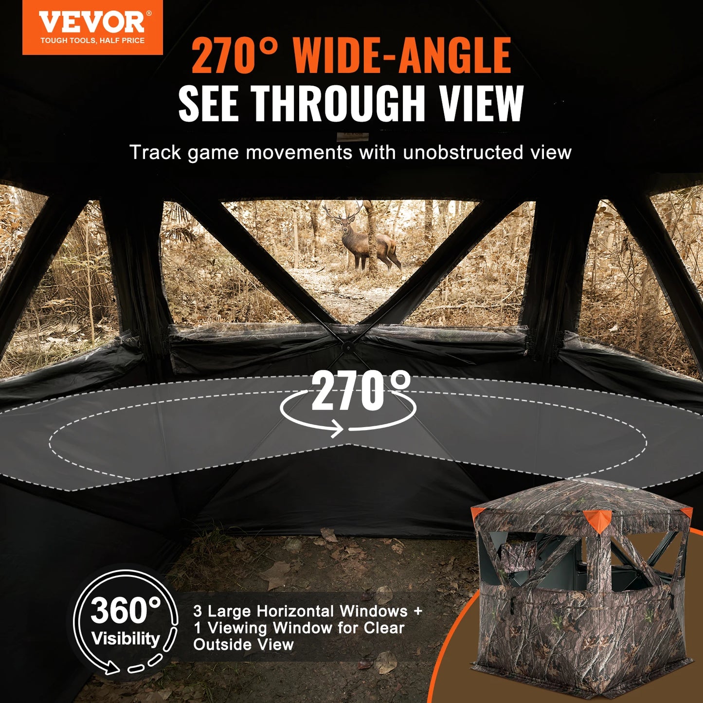SucceBuy Hunting Blind See Through Ground Blind For 2-3 People