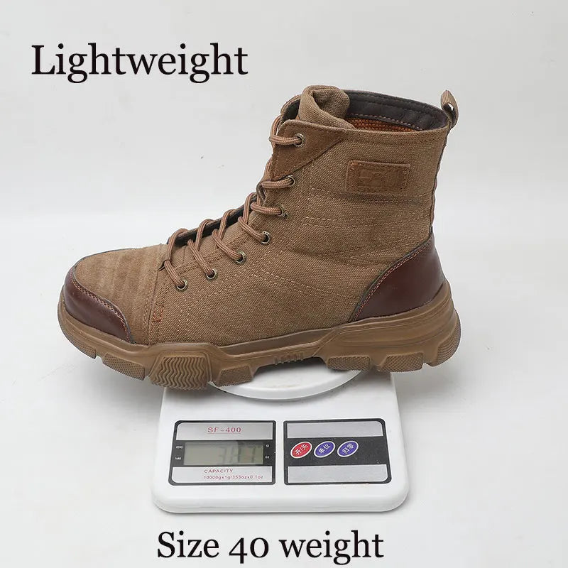 SUADEX Steel Toe Work Boots For Men Safety Shoes Desert