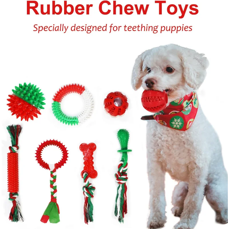 Christmas Dog Toys 15 Pack Rubber Rope Chew Toys Puppies