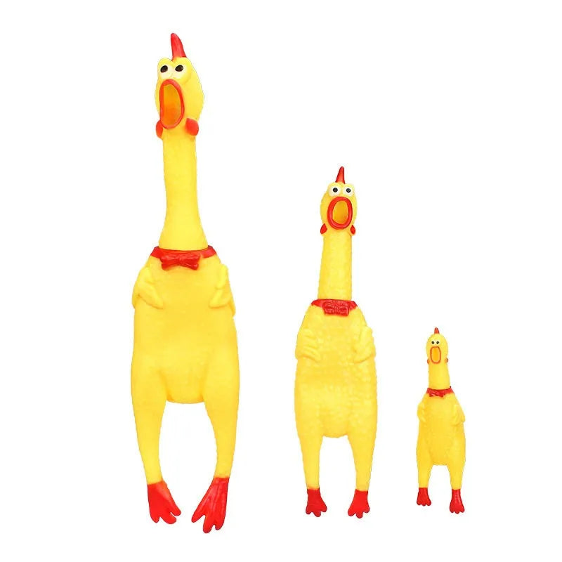 DKSTINYE Squeaky Screaming Chicken Dog Toy Squeaker Rubber Chew