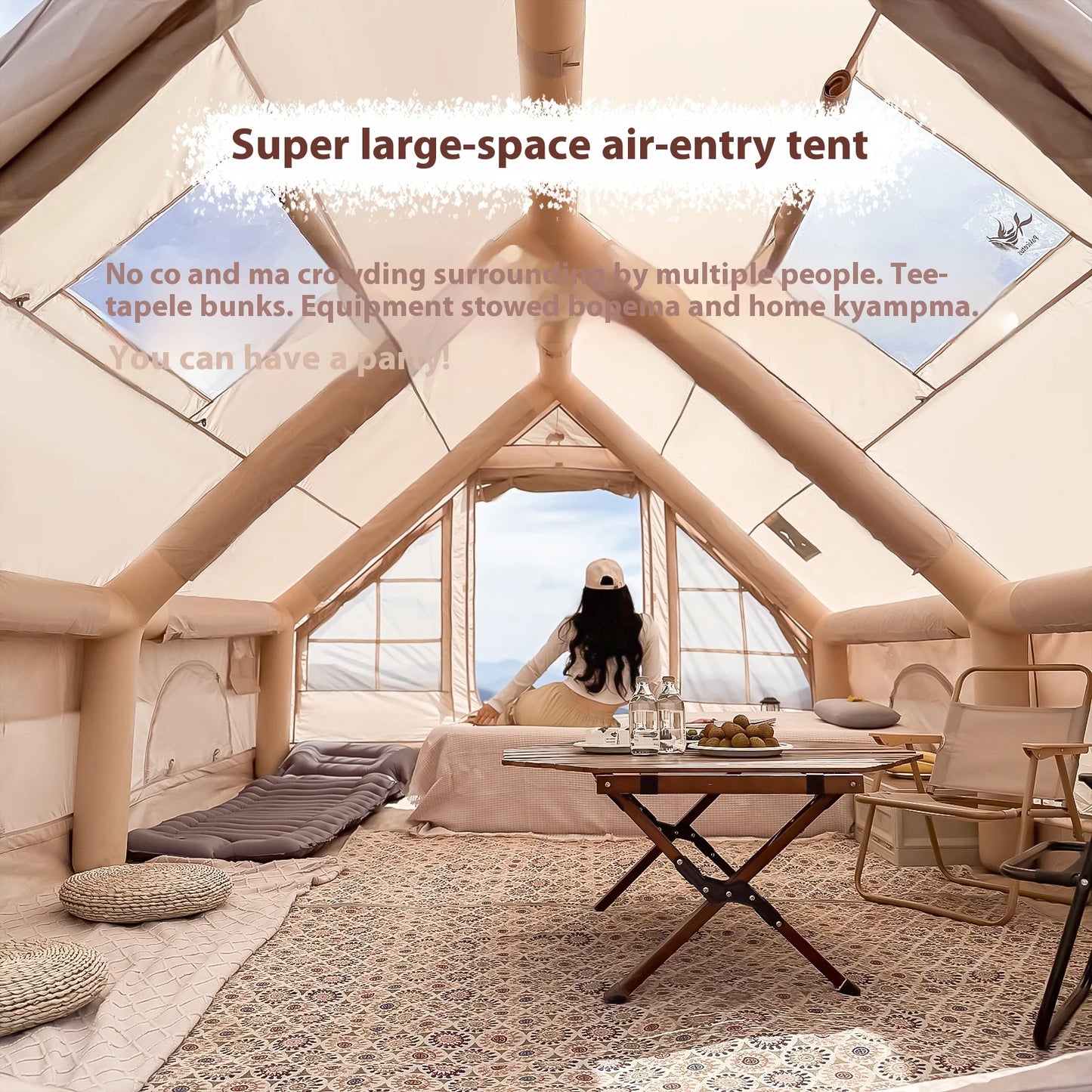 Pakicetus Inflatable Camping Tents With Stove Plug For Luxury Family Camping