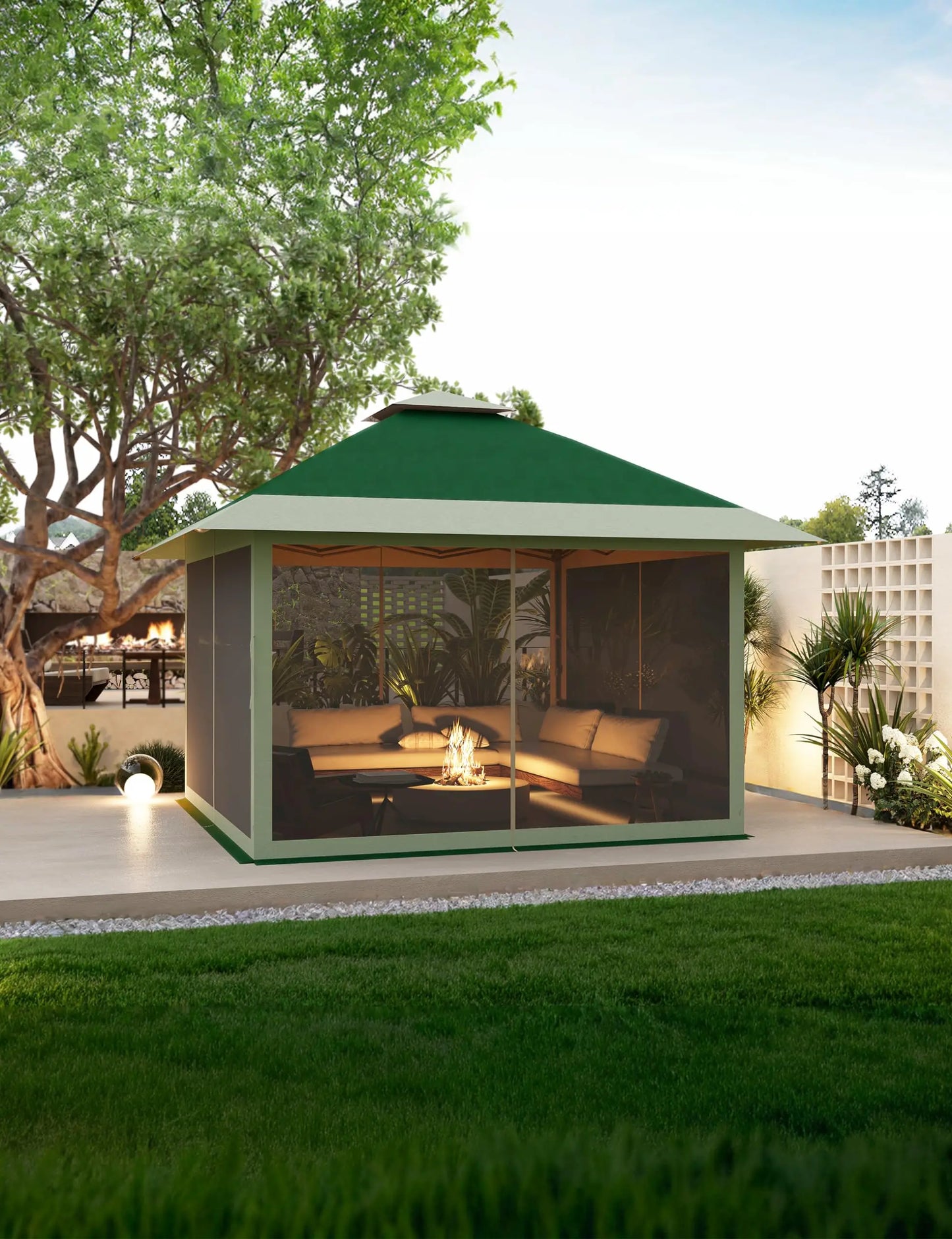 HiMISSCN Outdoor Gazebo Double Roof Patio Instant Shelter
