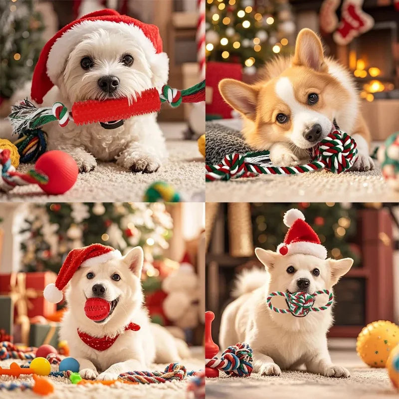 Christmas Dog Toys 15 Pack Rubber Rope Chew Toys Puppies