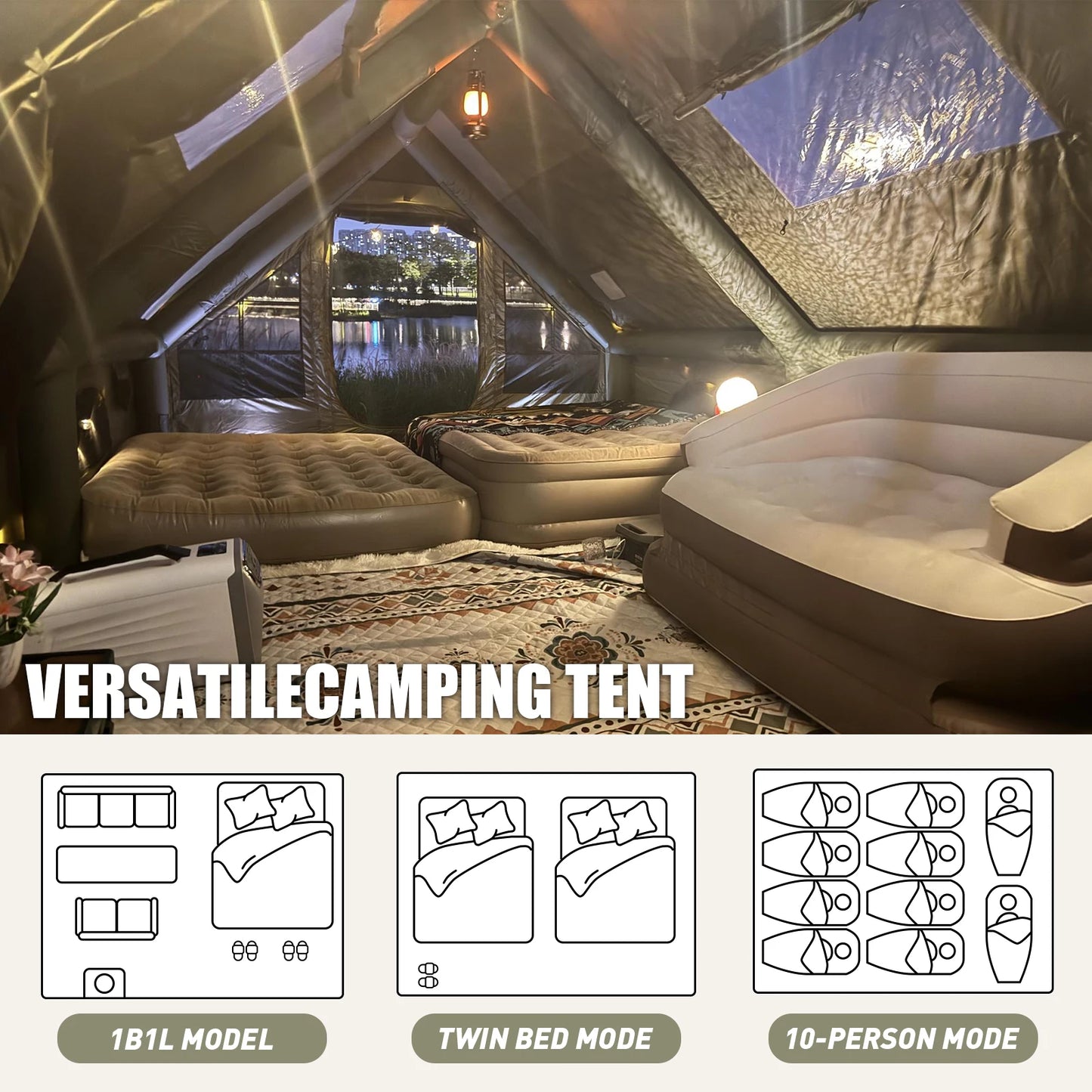 Senleeto 4 Season Inflatable Camping Tent With Chimney