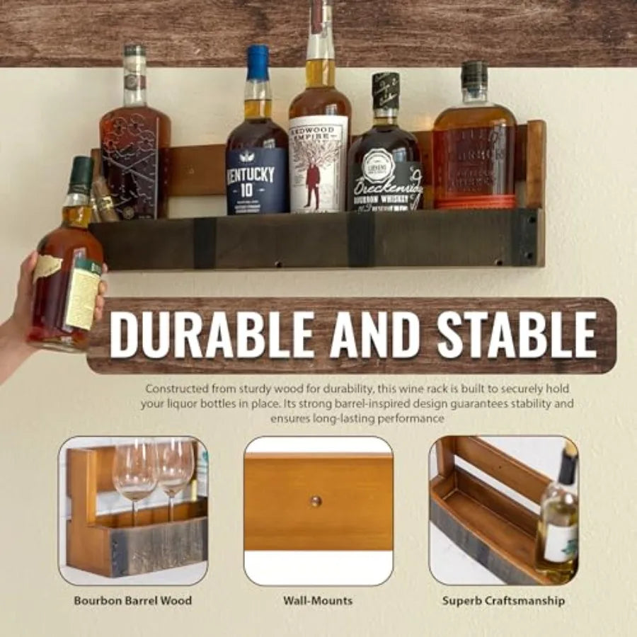 Rustic Wall Mounted Liquor Display Shelf