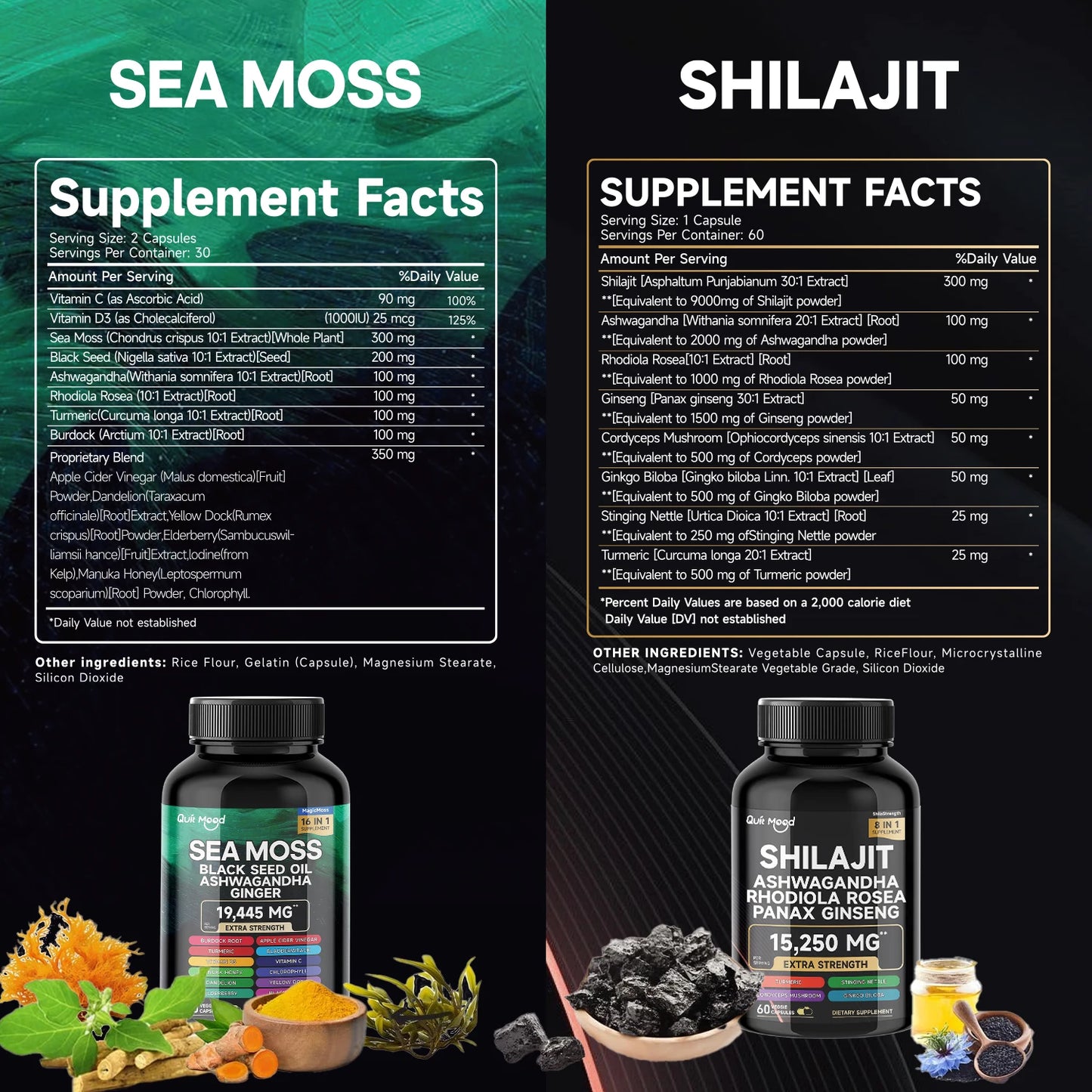 Quit Mood Sea Moss Shilajit Bundle High Potency Vitality Combo