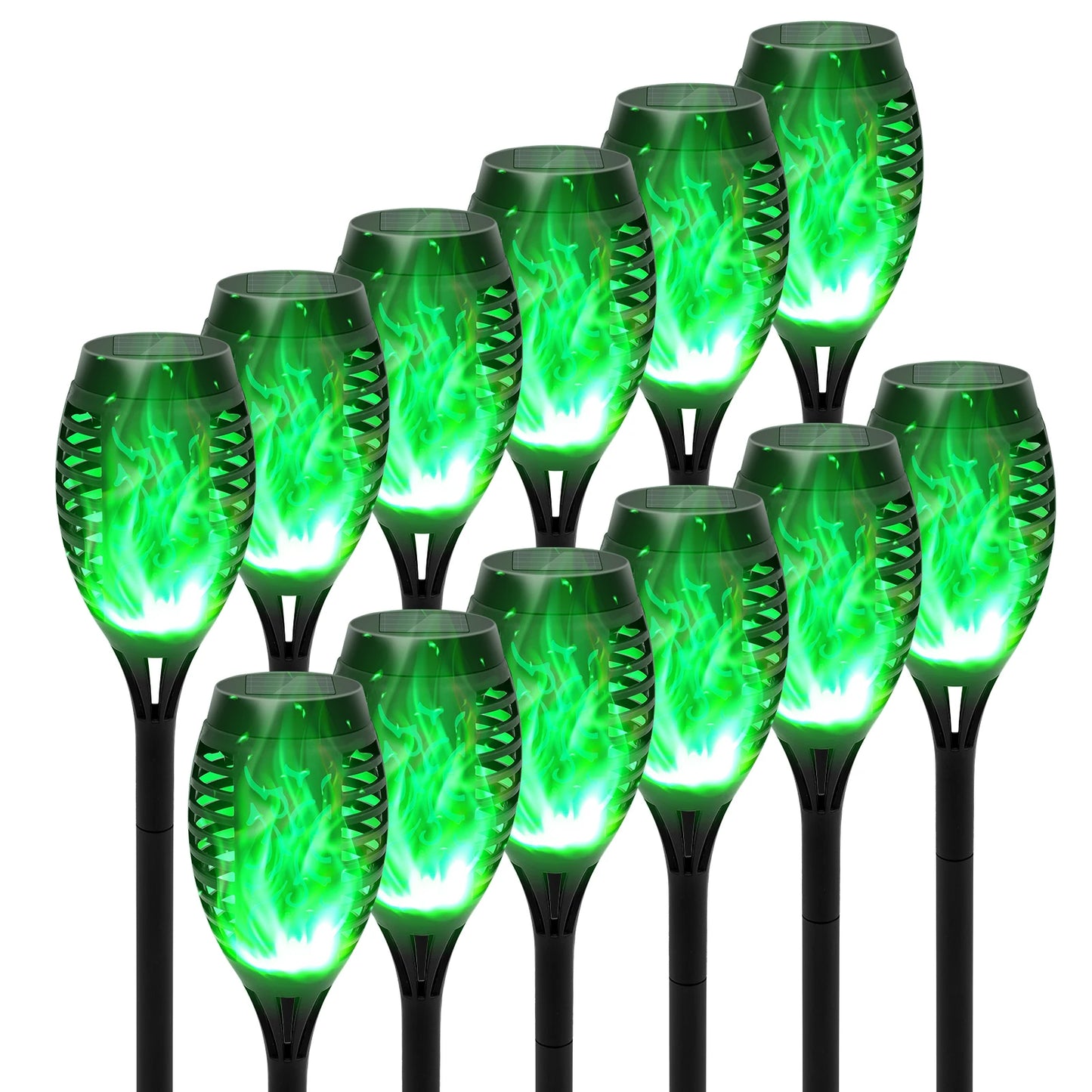 Solar Flame Torch Lights LED Flicker for Lawn Path