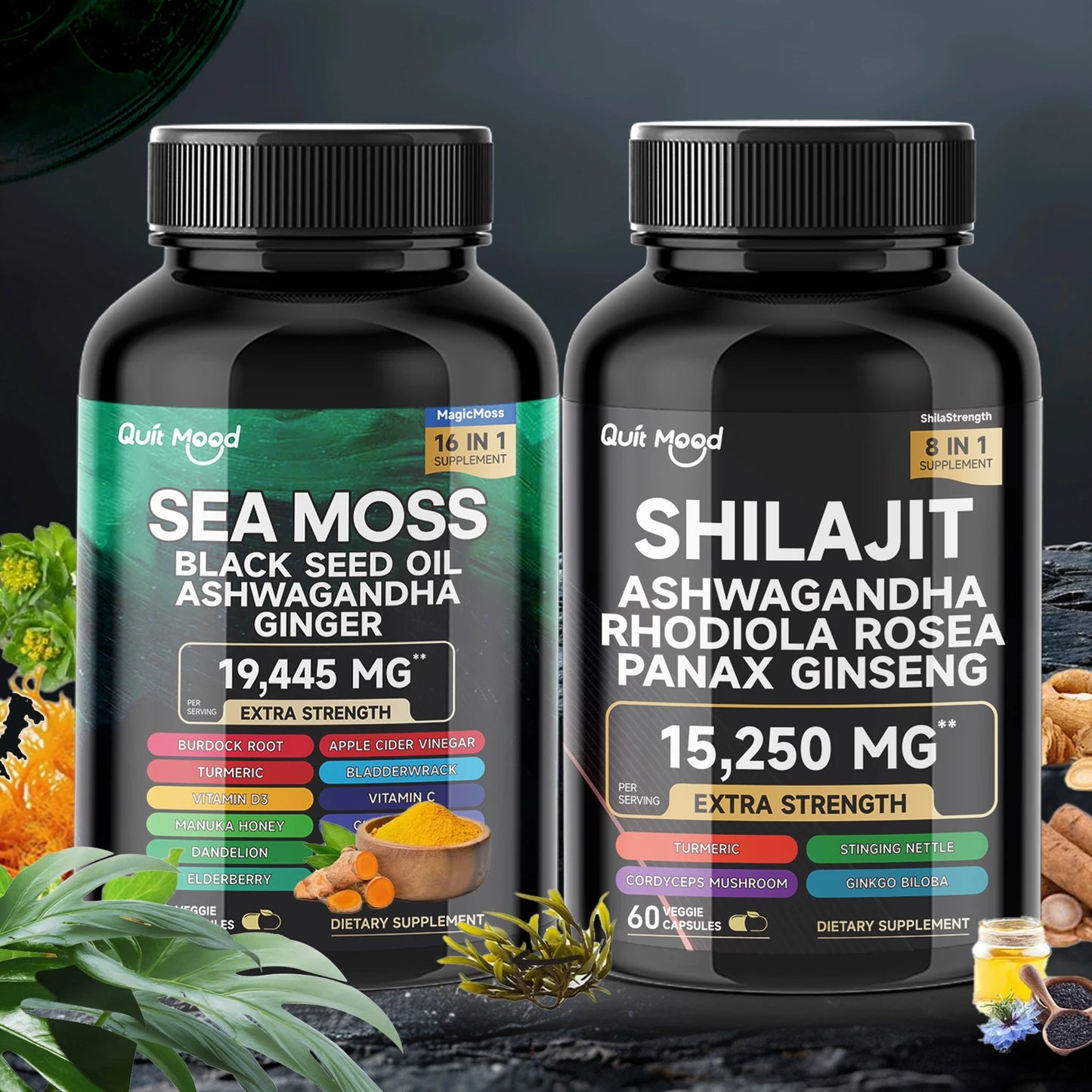 Quit Mood Sea Moss Shilajit Bundle High Potency Vitality Combo
