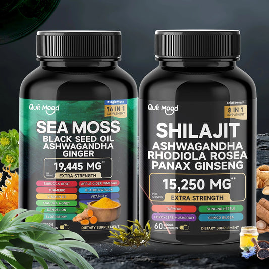 Quit Mood Sea Moss Shilajit Bundle High Potency Vitality Combo