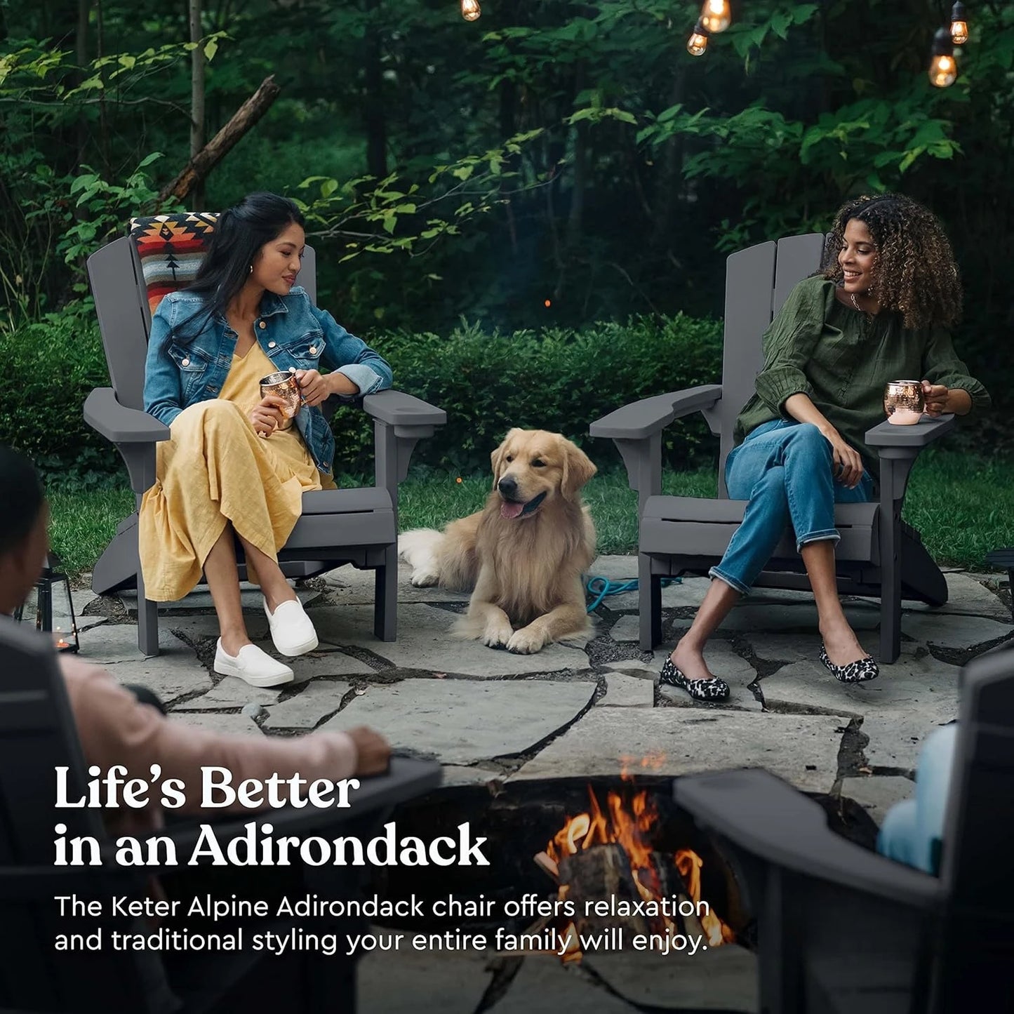GUANGBAI Adirondack Resin Outdoor Chairs 2-Pack With Cup Holder