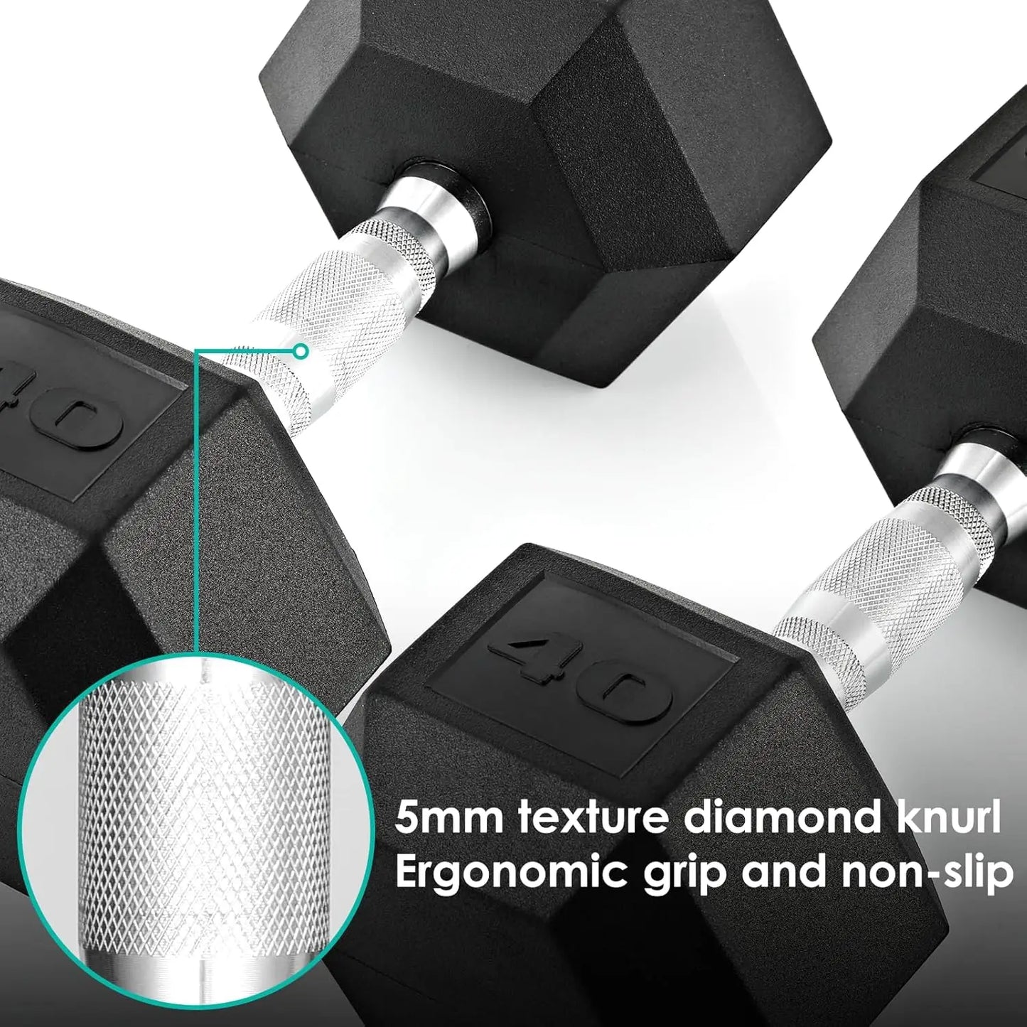 Rubber Hex Dumbbells Set 30 To 75 Pounds Cast Iron