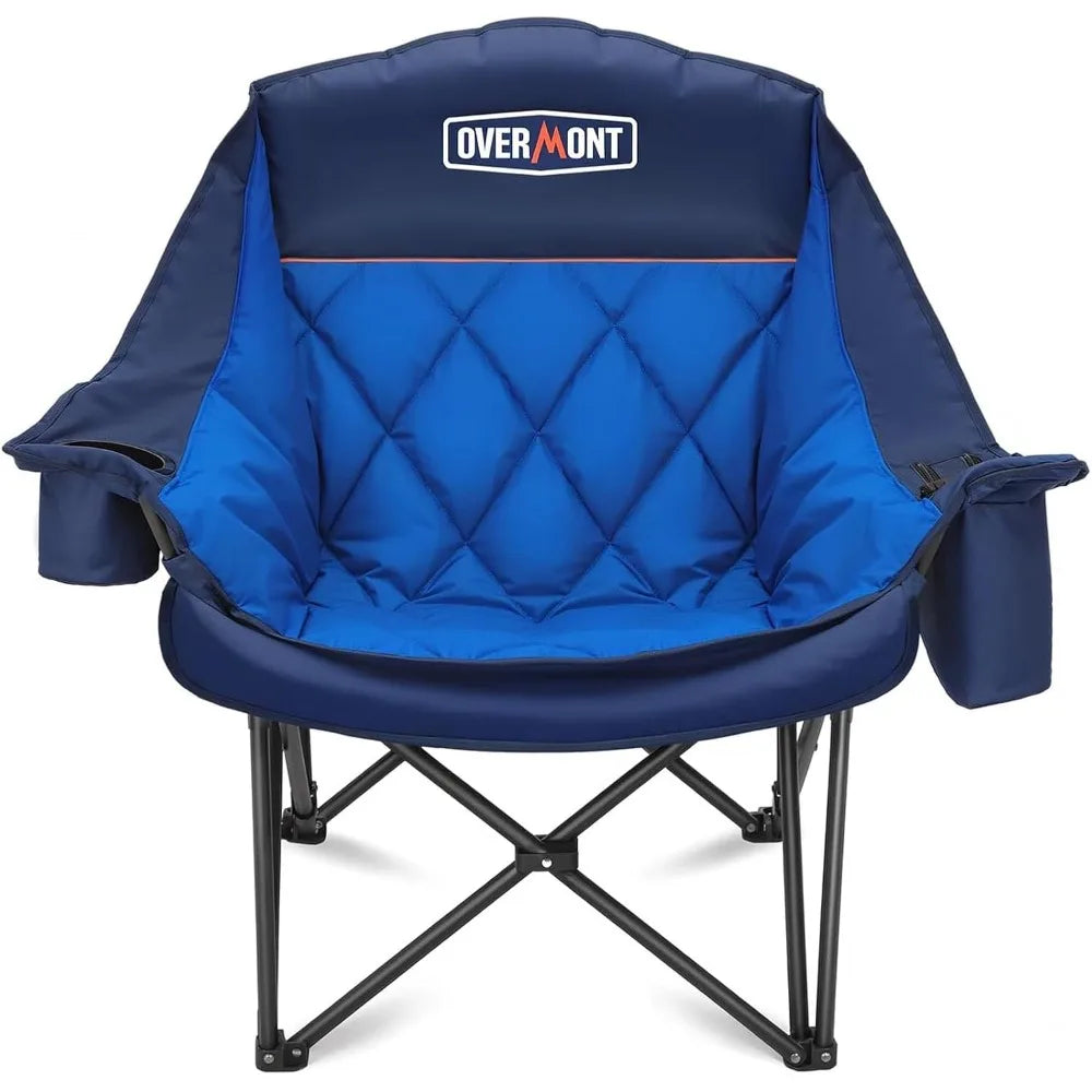 Heavy-Duty Padded Folding Camping Chair With Cup Holder And Pocket