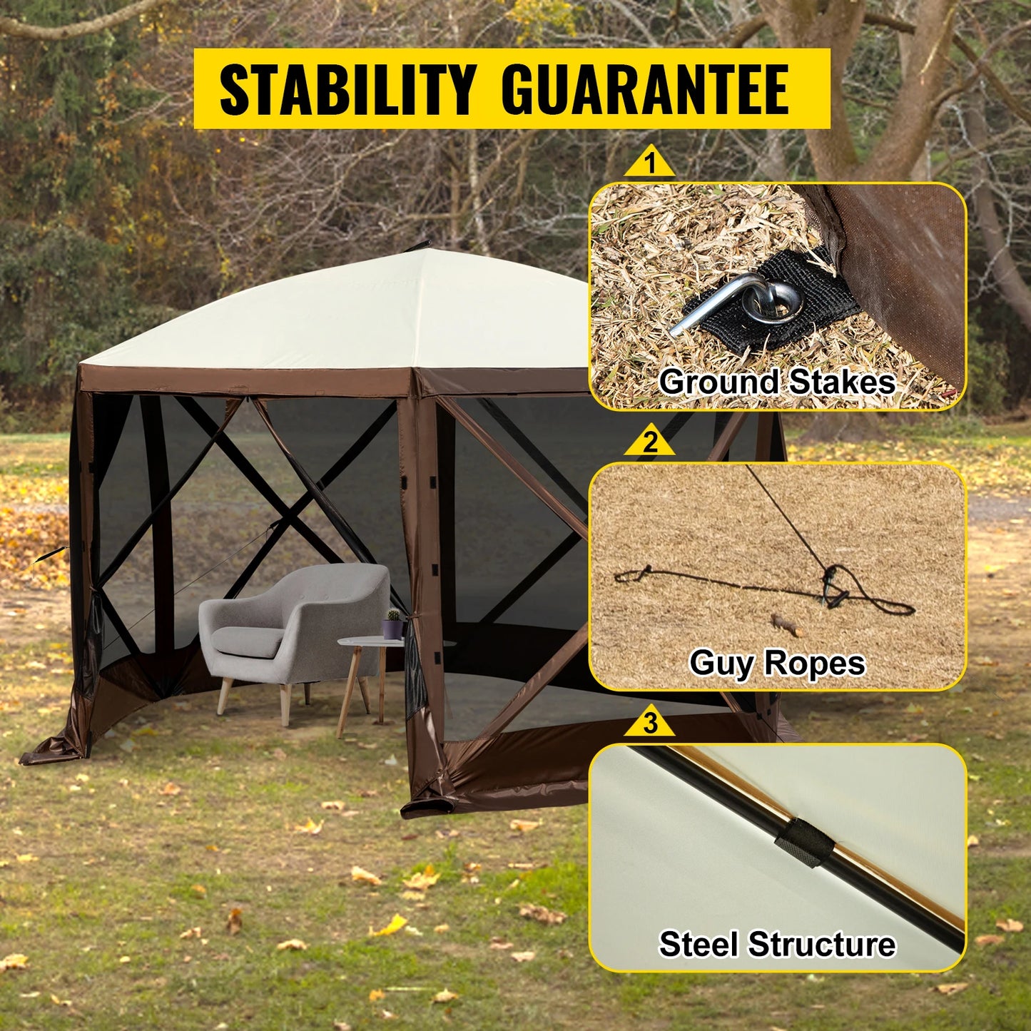 SucceBuy Pop Up Camping Gazebo Canopy Shelter For Outdoor Events