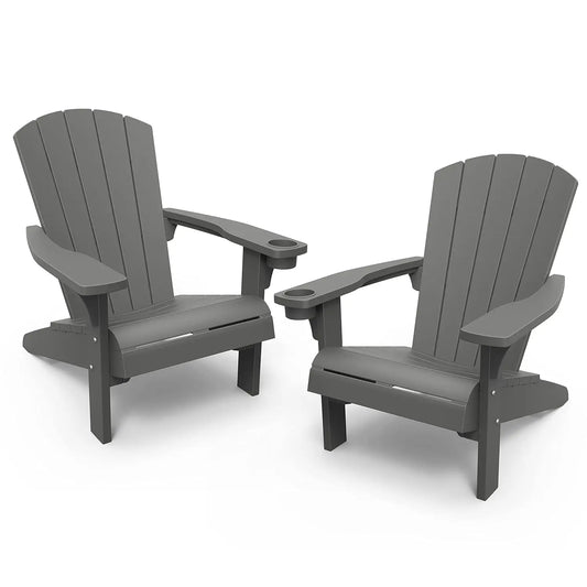 GUANGBAI Adirondack Resin Outdoor Chairs 2-Pack With Cup Holder