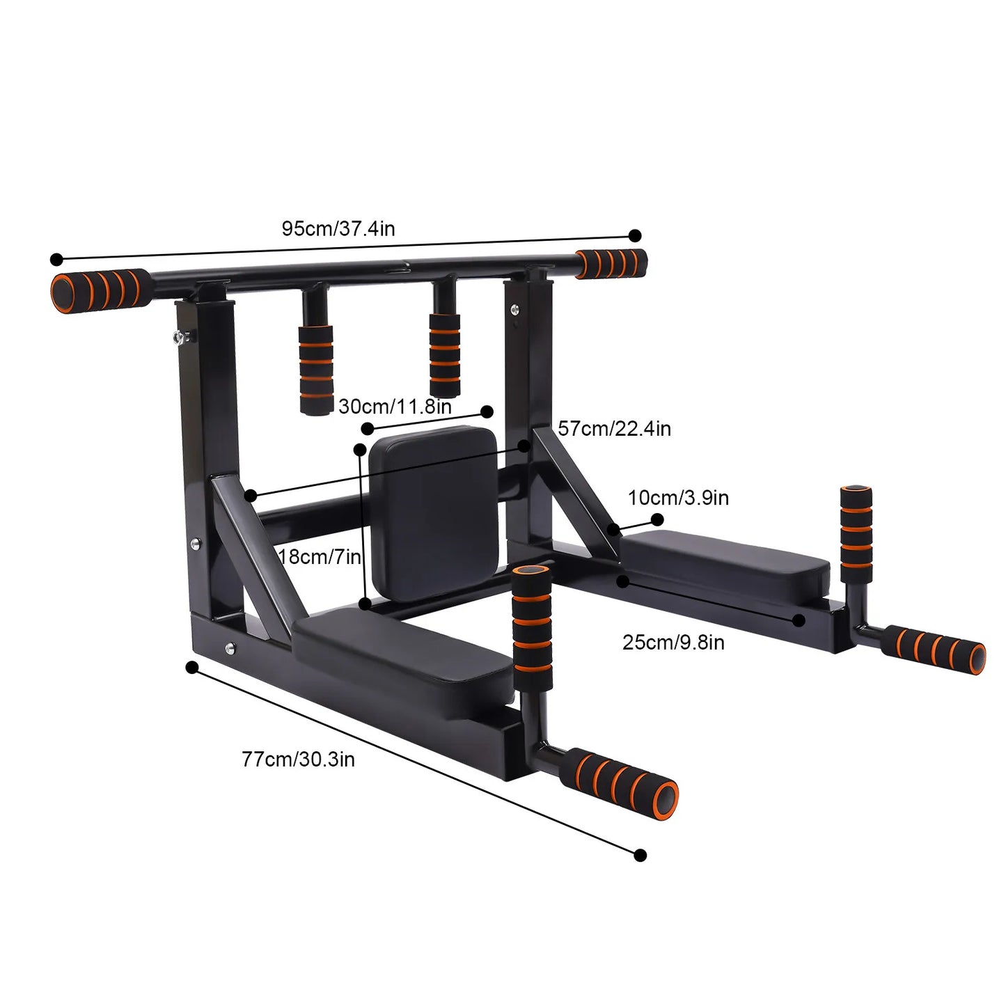 Pull Up Bar and Dip Station Wall Mount 200kg Capacity