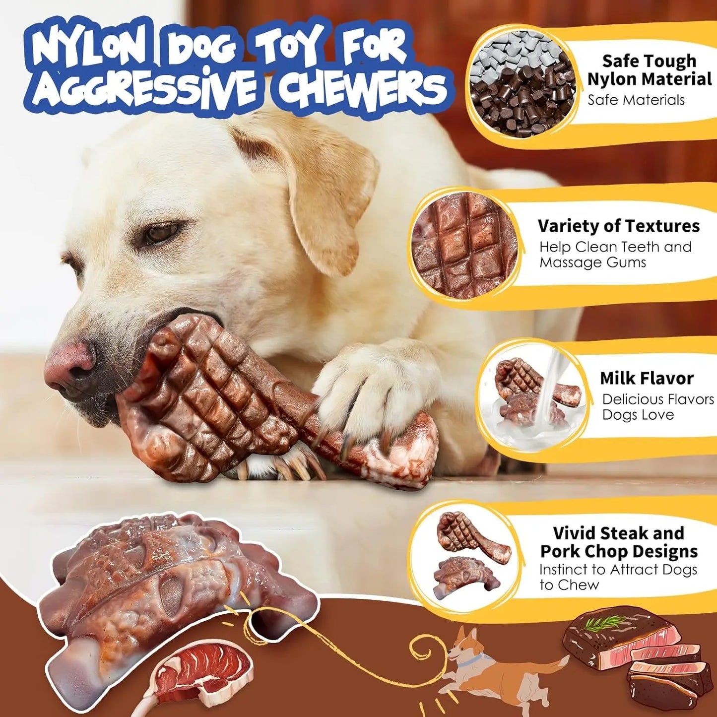 Indestructible Dog Chew Toys For Aggressive Chewers 2 Pack