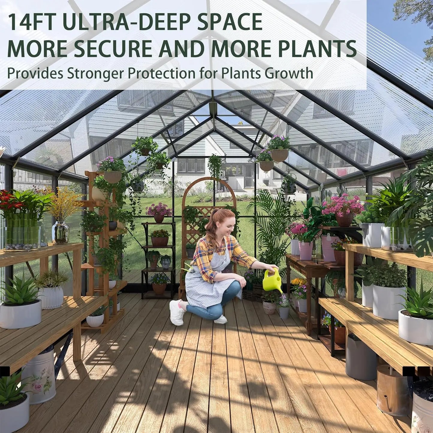 Polycarbonate Greenhouse With Aluminum Frame And Adjustable Roof Vent