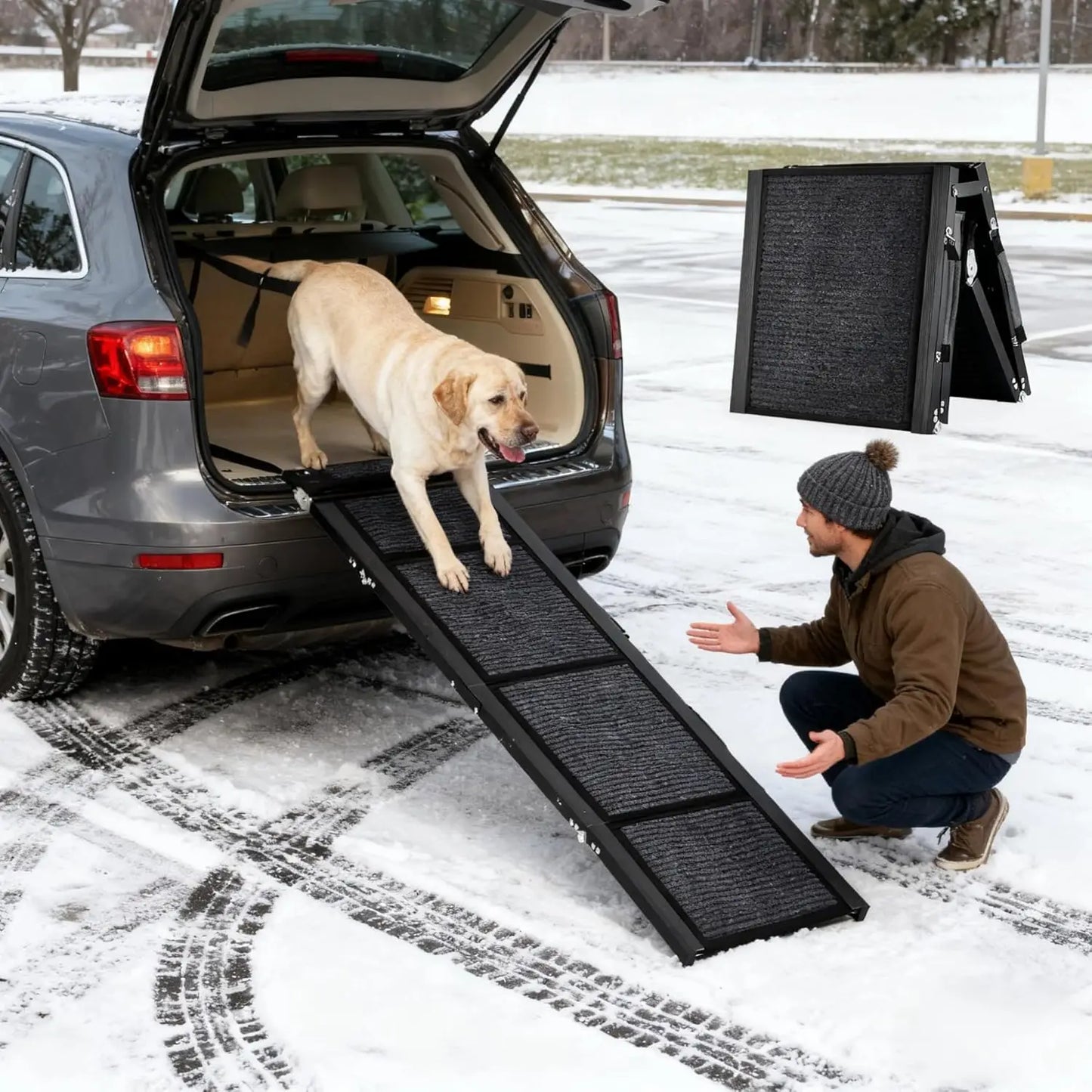 HiMISSDog Large Folding Dog Ramp For Car And SUV Vehicles