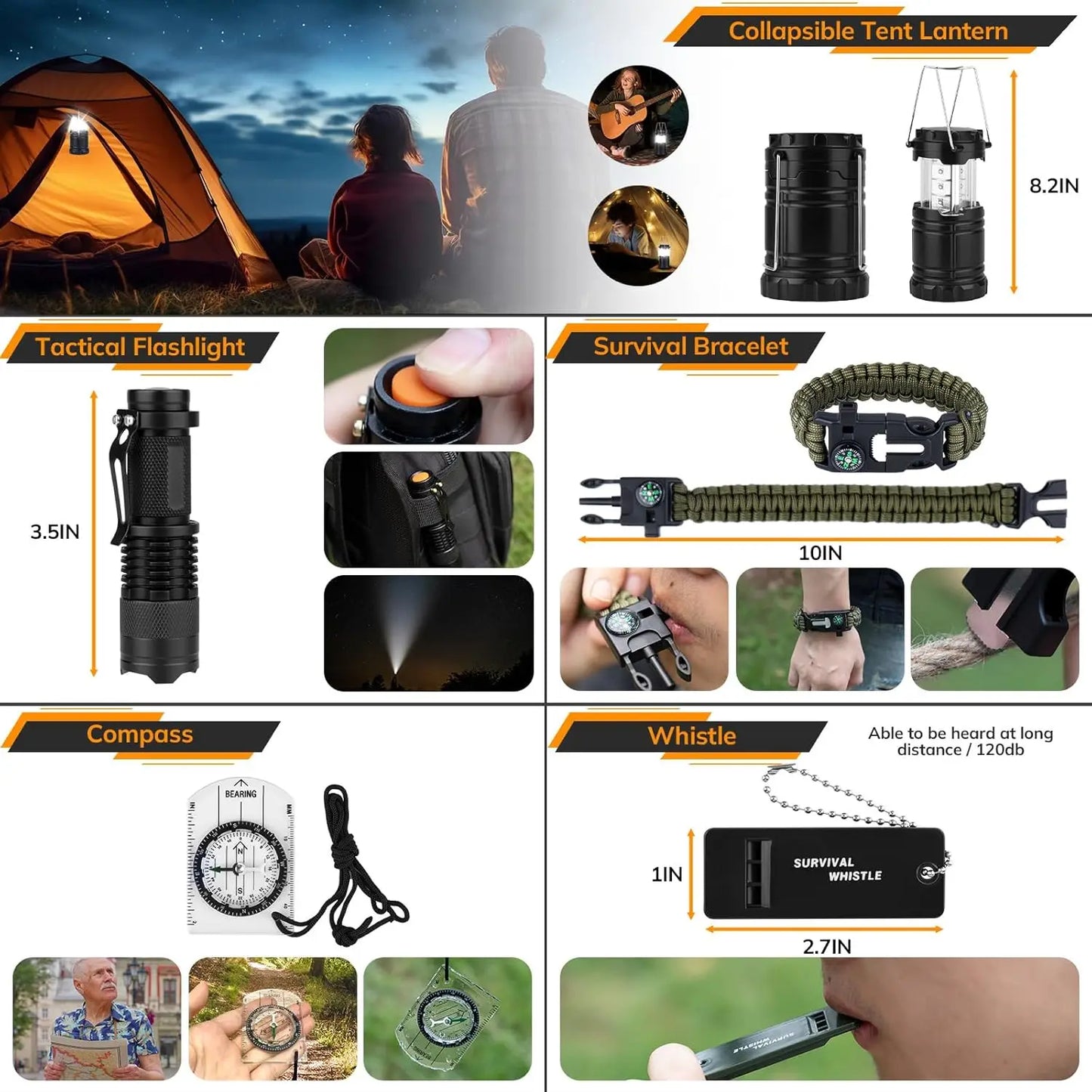 250 Piece Survival Kit With First Aid And Tactical Outdoor Gear