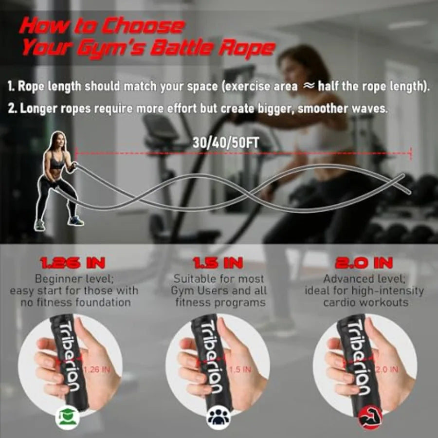 Battle Rope For Home Gym Workout Weight Training Ropes With Sleeve And Strap