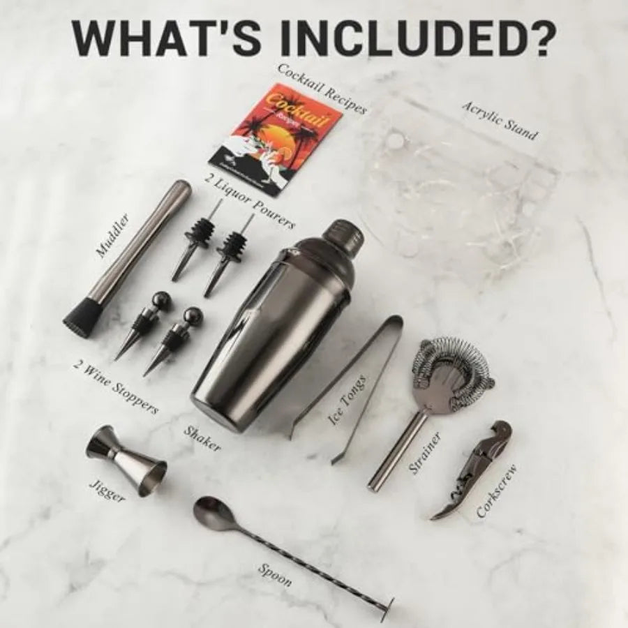 Bartender Kit Stainless Steel Shaker Set With 12 Bar Accessories