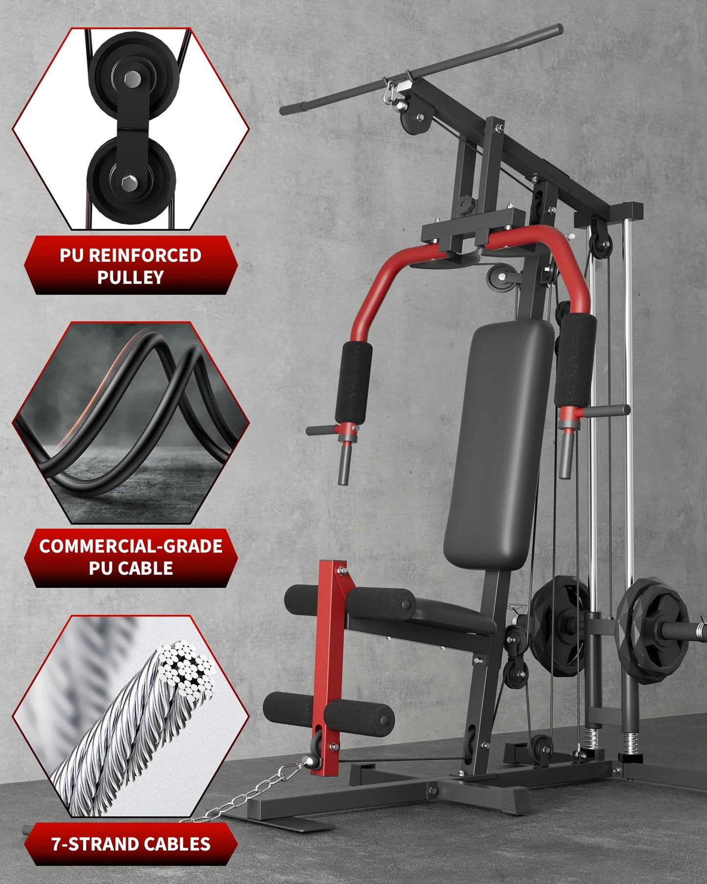 HiMISS 5in1 Home Gym System Lat Pulldown Chest Press
