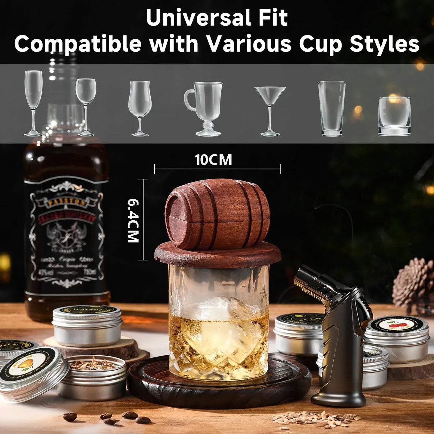 Whiskey Smoker Kit With Wood Chips 6 Flavors Bar Set