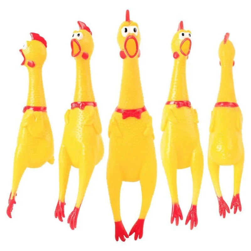 DKSTINYE Squeaky Screaming Chicken Dog Toy Squeaker Rubber Chew